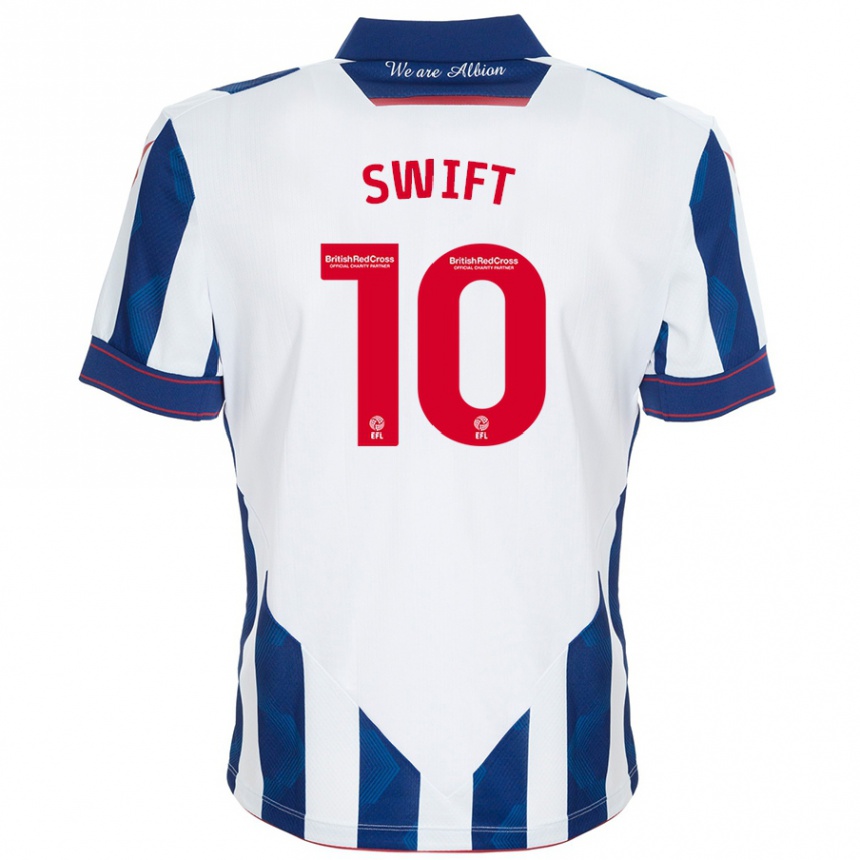 Kids Football John Swift #10 White Dark Blue Home Jersey 2024/25 T-Shirt Uk