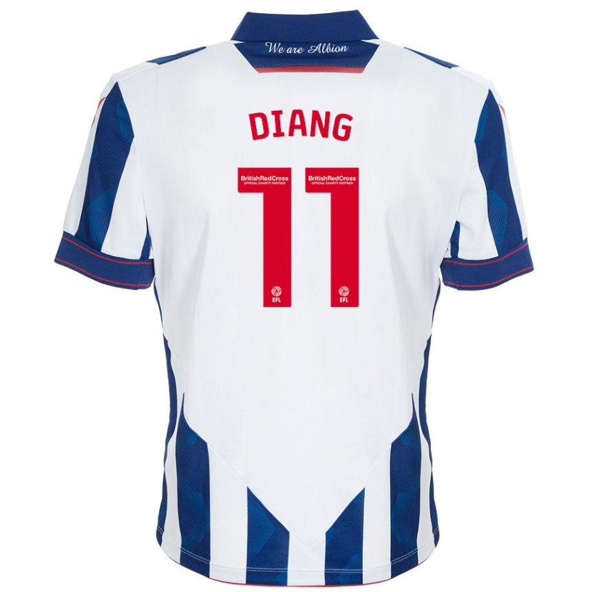 Kids Football Grady Diangana #11 White Dark Blue Home Jersey 2024/25 T-Shirt Uk