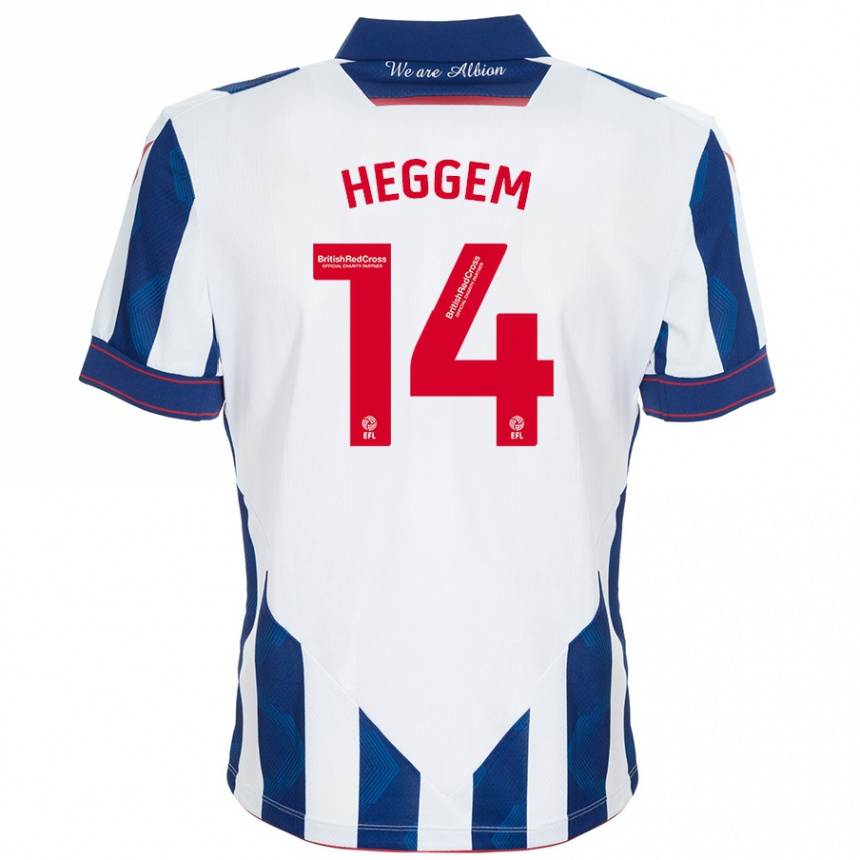 Kids Football Torbjørn Heggem #14 White Dark Blue Home Jersey 2024/25 T-Shirt Uk