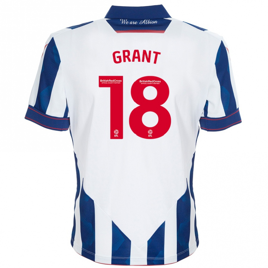 Kids Football Karlan Grant #18 White Dark Blue Home Jersey 2024/25 T-Shirt Uk