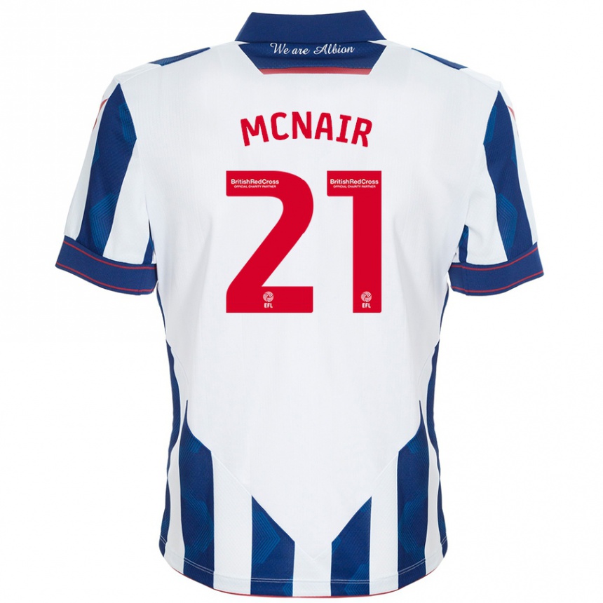 Kids Football Paddy Mcnair #21 White Dark Blue Home Jersey 2024/25 T-Shirt Uk