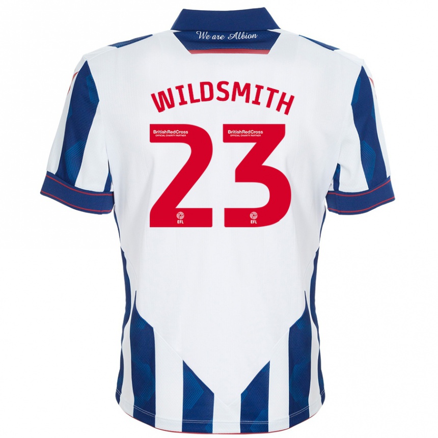 Kids Football Joe Wildsmith #23 White Dark Blue Home Jersey 2024/25 T-Shirt Uk