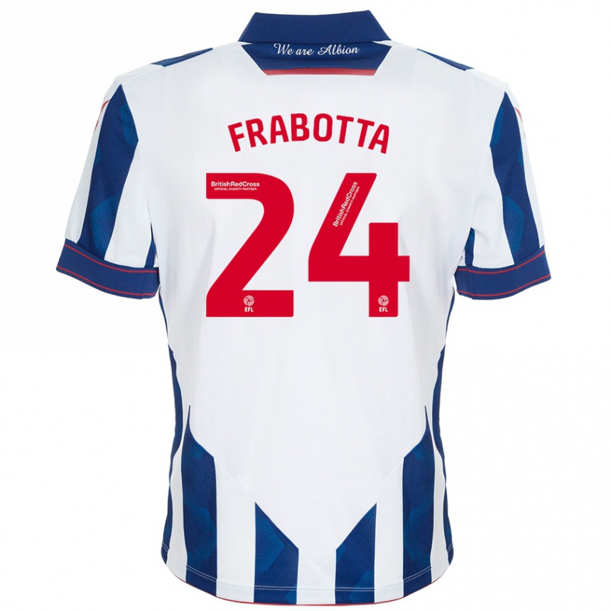 Kids Football Gianluca Frabotta #24 White Dark Blue Home Jersey 2024/25 T-Shirt Uk