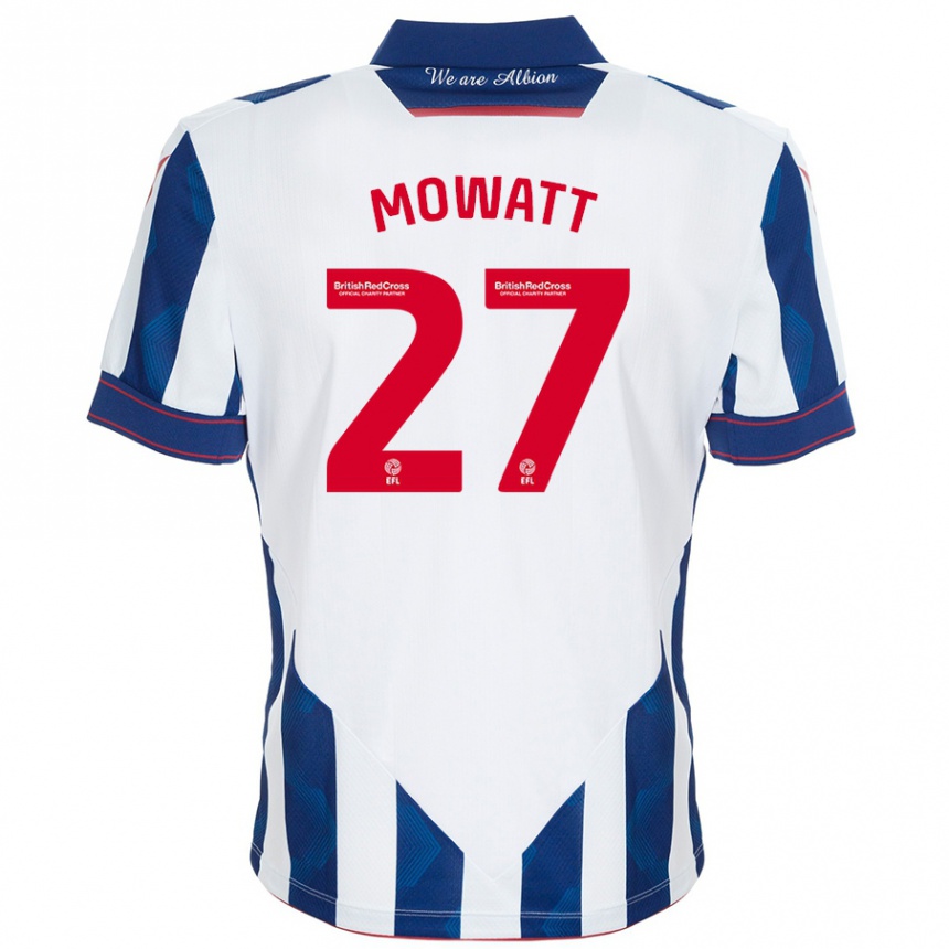 Kids Football Alex Mowatt #27 White Dark Blue Home Jersey 2024/25 T-Shirt Uk