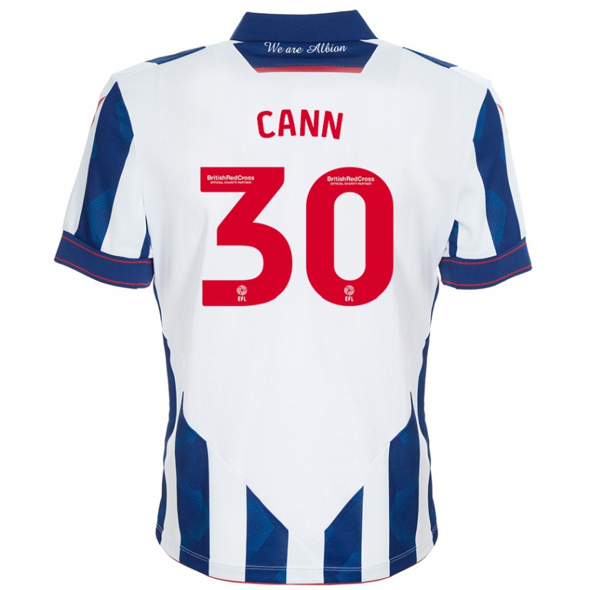 Kids Football Ted Cann #30 White Dark Blue Home Jersey 2024/25 T-Shirt Uk