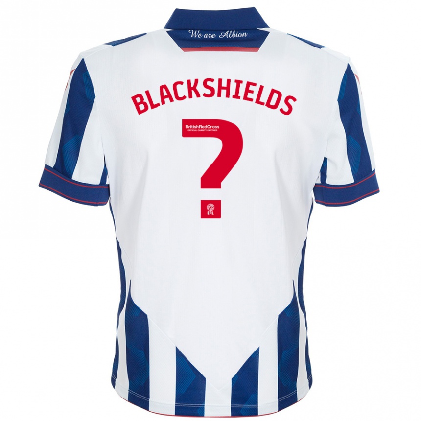 Kids Football Charlie Blackshields #0 White Dark Blue Home Jersey 2024/25 T-Shirt Uk