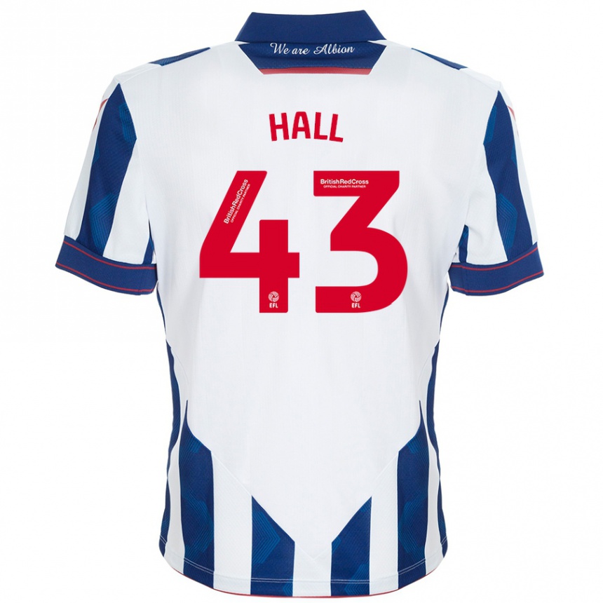 Kids Football Reece Hall #43 White Dark Blue Home Jersey 2024/25 T-Shirt Uk