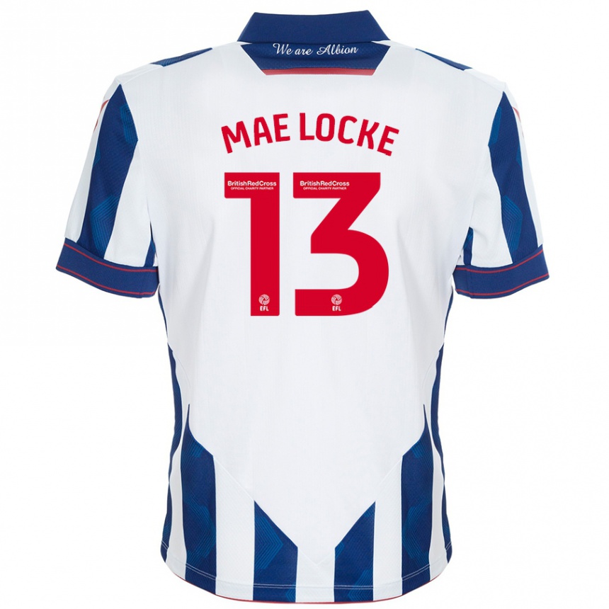 Kids Football Ellie Mae Locke #13 White Dark Blue Home Jersey 2024/25 T-Shirt Uk