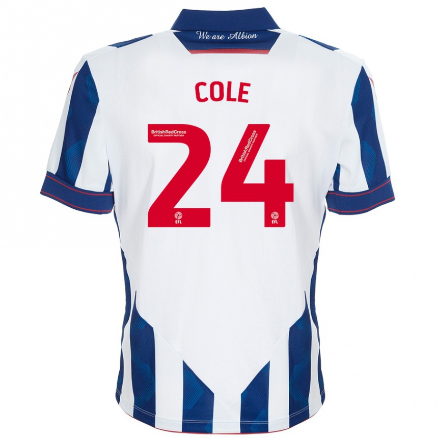 Kids Football Delphi Cole #24 White Dark Blue Home Jersey 2024/25 T-Shirt Uk