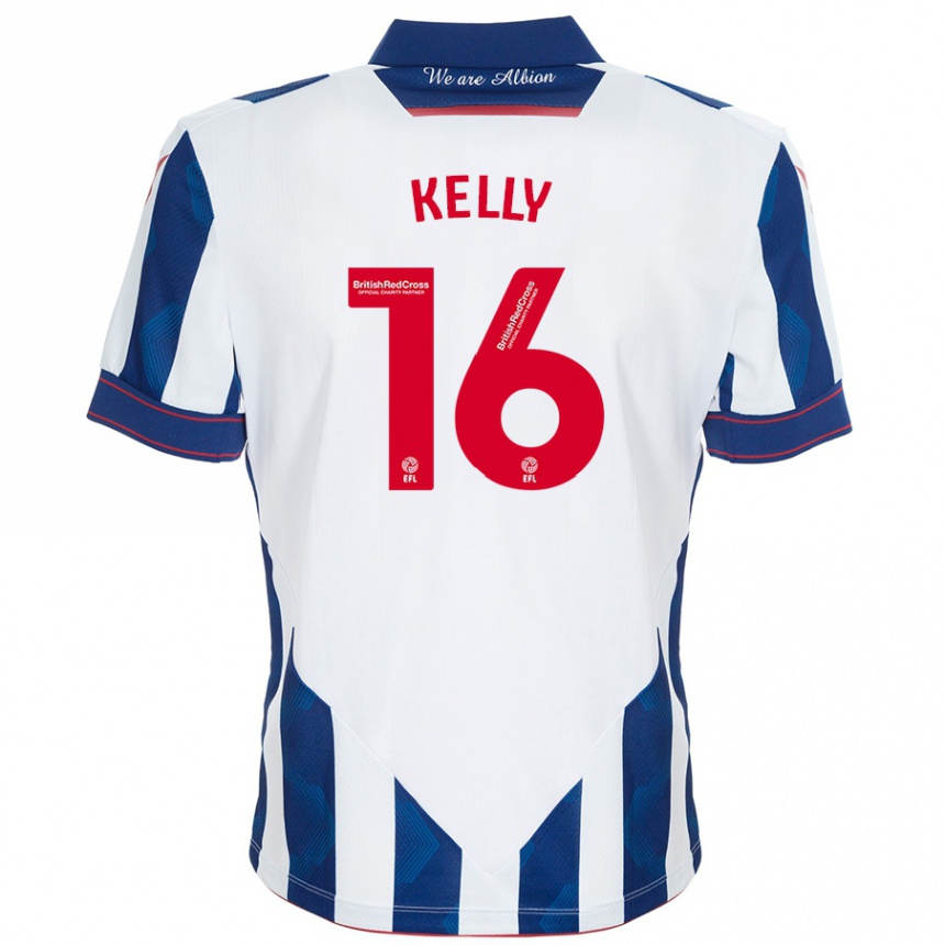 Kids Football Martin Kelly #16 White Dark Blue Home Jersey 2024/25 T-Shirt Uk