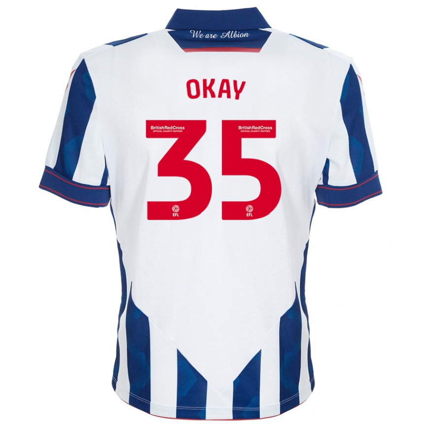 Kids Football Okay Yokuşlu #35 White Dark Blue Home Jersey 2024/25 T-Shirt Uk