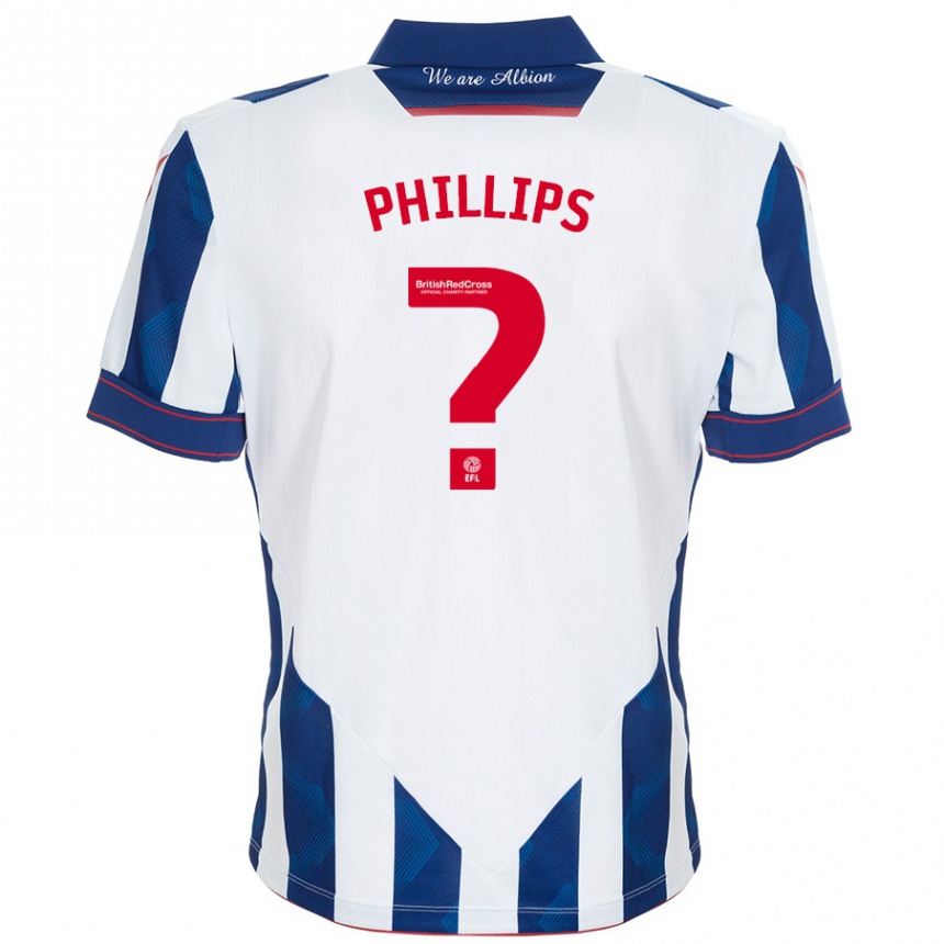 Kids Football Narel Phillips #0 White Dark Blue Home Jersey 2024/25 T-Shirt Uk