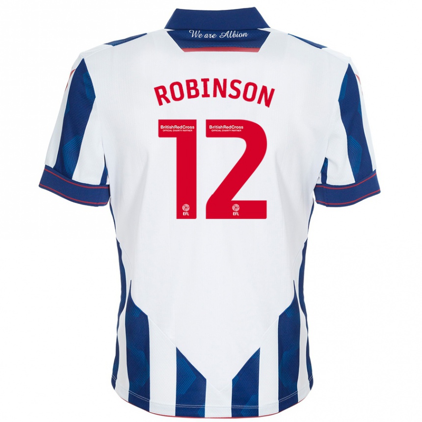 Kids Football Leanne Robinson #12 White Dark Blue Home Jersey 2024/25 T-Shirt Uk