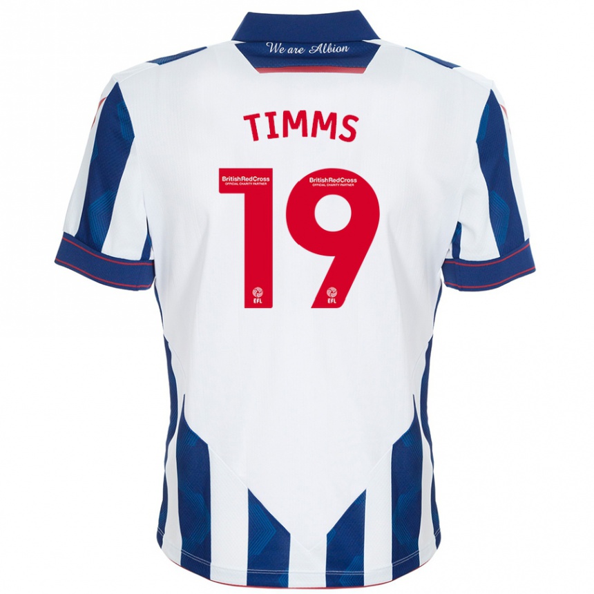 Kids Football Maria Timms #19 White Dark Blue Home Jersey 2024/25 T-Shirt Uk