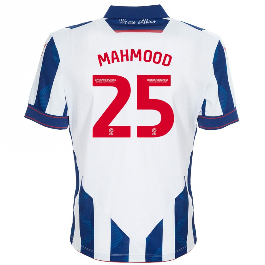 Kids Football Mahmood #25 White Dark Blue Home Jersey 2024/25 T-Shirt Uk