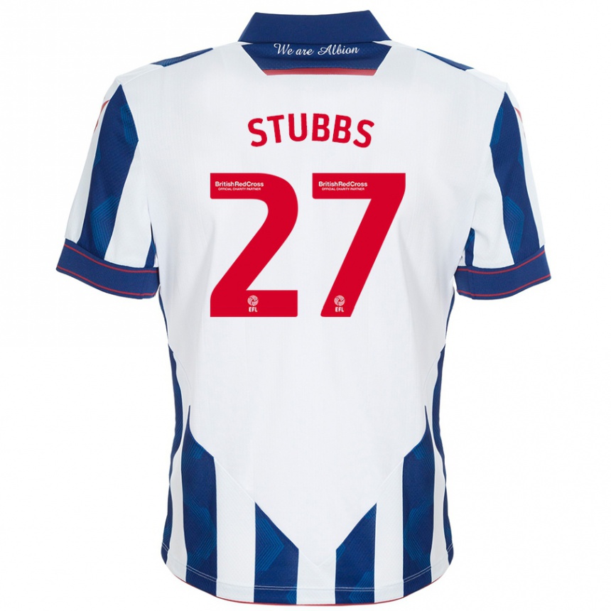 Kids Football Olivia Stubbs #27 White Dark Blue Home Jersey 2024/25 T-Shirt Uk