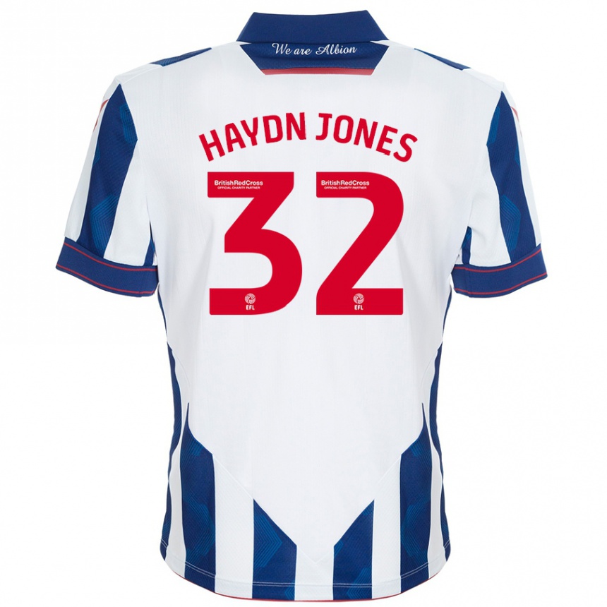 Kids Football Mackenzie Haydn-Jones #32 White Dark Blue Home Jersey 2024/25 T-Shirt Uk