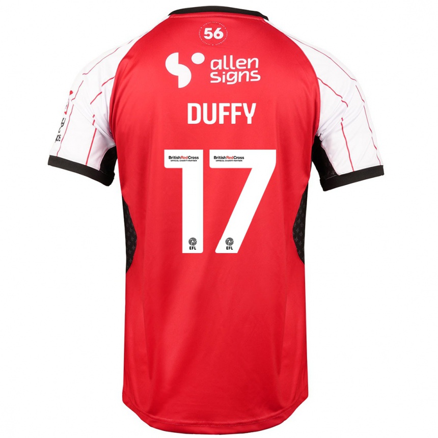 Kids Football Dylan Duffy #17 White Home Jersey 2024/25 T-Shirt Uk