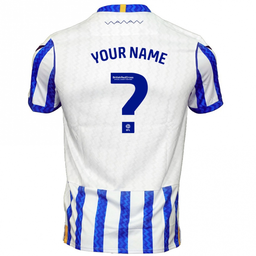 Kids Football Your Name #0 Blue White Home Jersey 2024/25 T-Shirt Uk