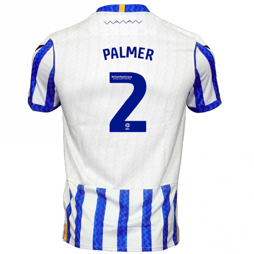 Kids Football Liam Palmer #2 Blue White Home Jersey 2024/25 T-Shirt Uk