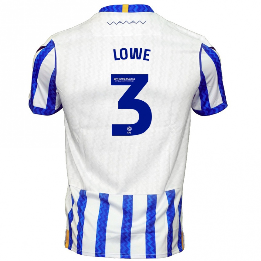 Kids Football Max Lowe #3 Blue White Home Jersey 2024/25 T-Shirt Uk