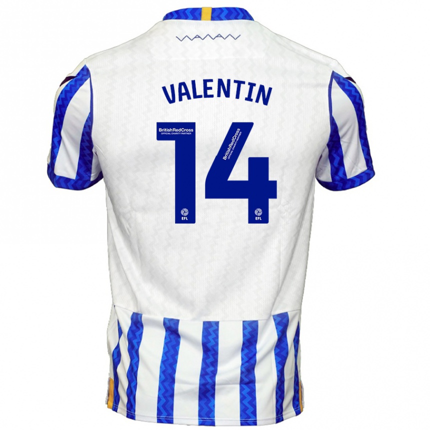 Kids Football Pol Valentín #14 Blue White Home Jersey 2024/25 T-Shirt Uk