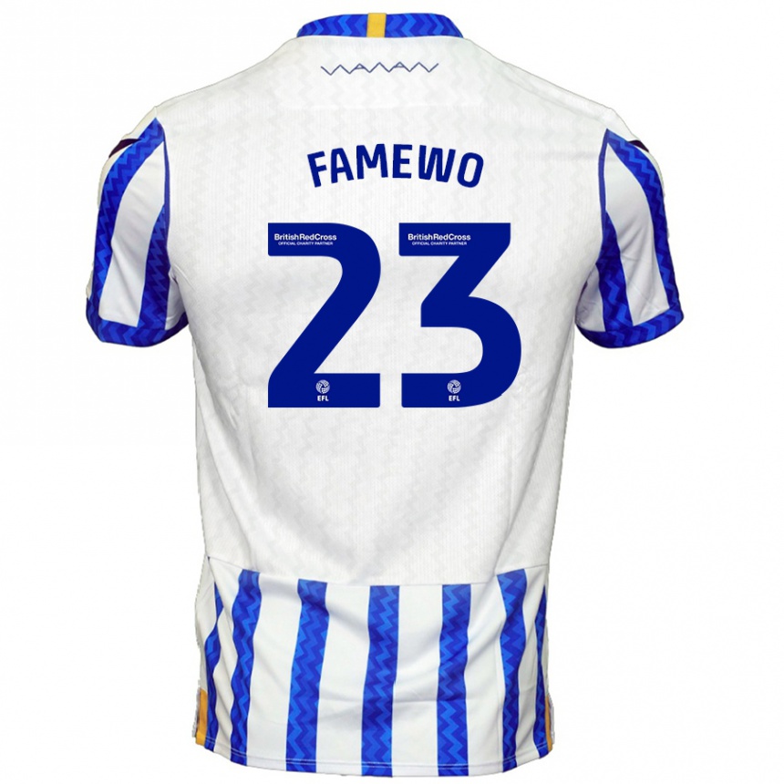 Kids Football Akin Famewo #23 Blue White Home Jersey 2024/25 T-Shirt Uk