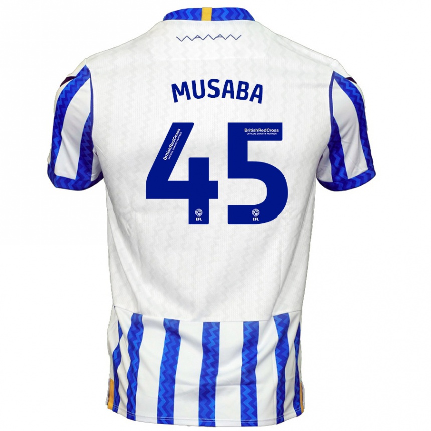 Kids Football Anthony Musaba #45 Blue White Home Jersey 2024/25 T-Shirt Uk