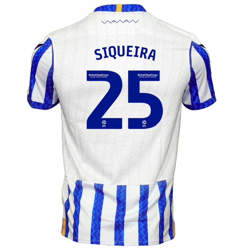 Kids Football Guilherme Siqueira #25 Blue White Home Jersey 2024/25 T-Shirt Uk