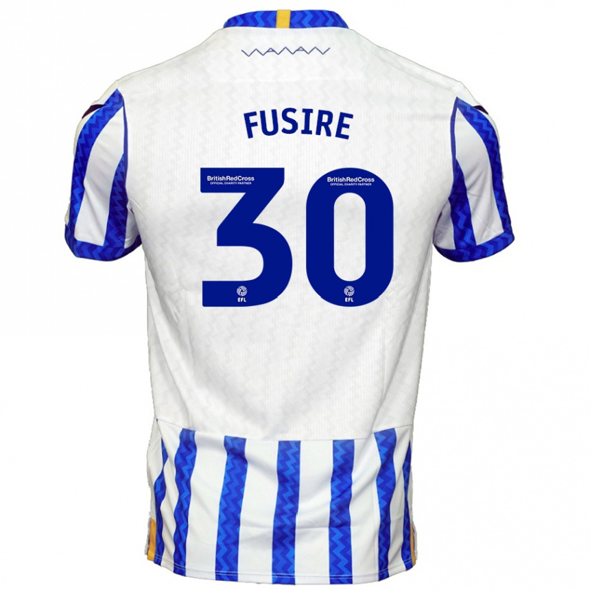 Kids Football Sean Fusire #30 Blue White Home Jersey 2024/25 T-Shirt Uk