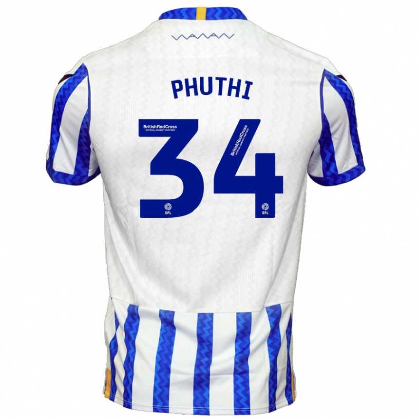 Kids Football Joey Phuthi #34 Blue White Home Jersey 2024/25 T-Shirt Uk