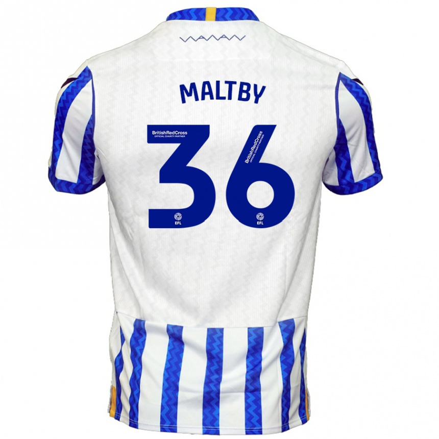 Kids Football Mackenzie Maltby #36 Blue White Home Jersey 2024/25 T-Shirt Uk