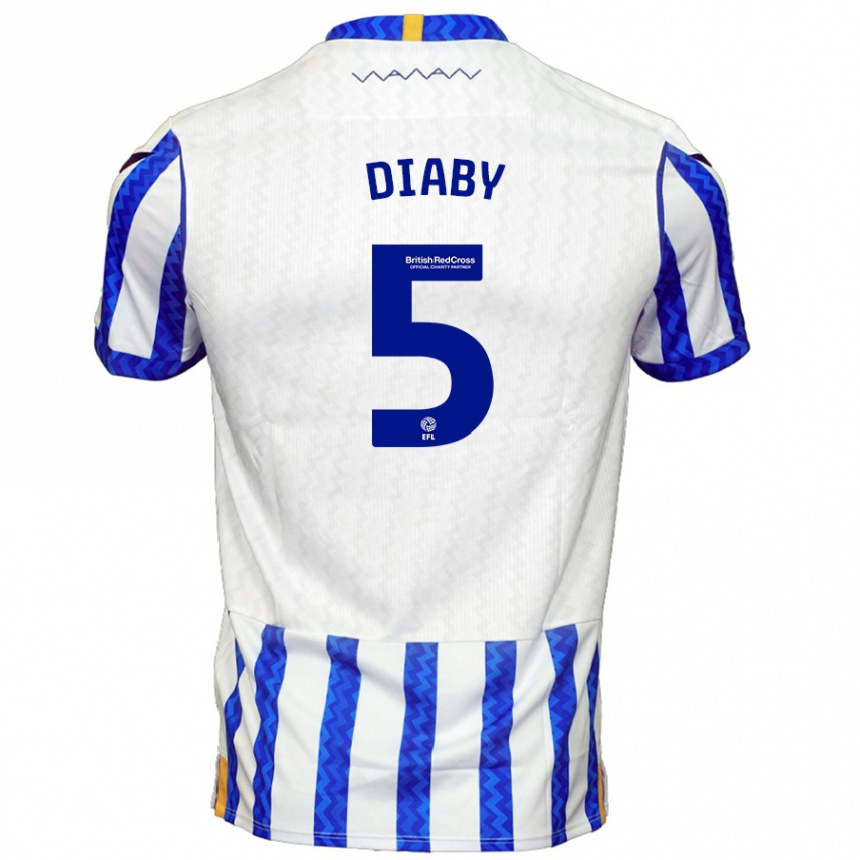 Kids Football Bambo Diaby #5 Blue White Home Jersey 2024/25 T-Shirt Uk