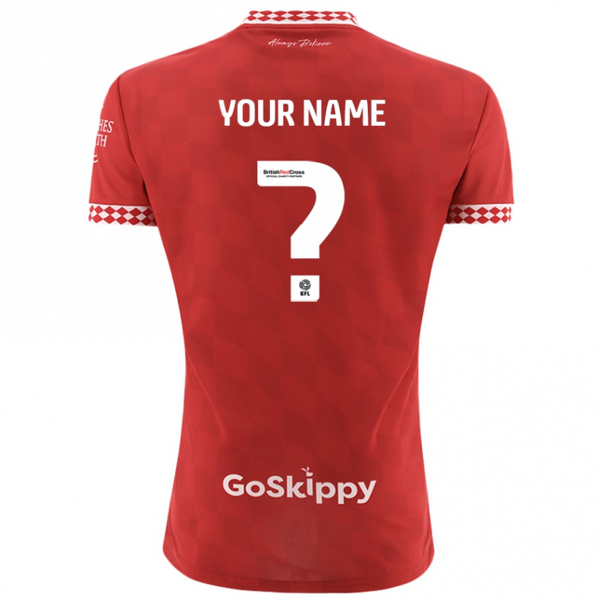 Kids Football Your Name #0 Red Home Jersey 2024/25 T-Shirt Uk