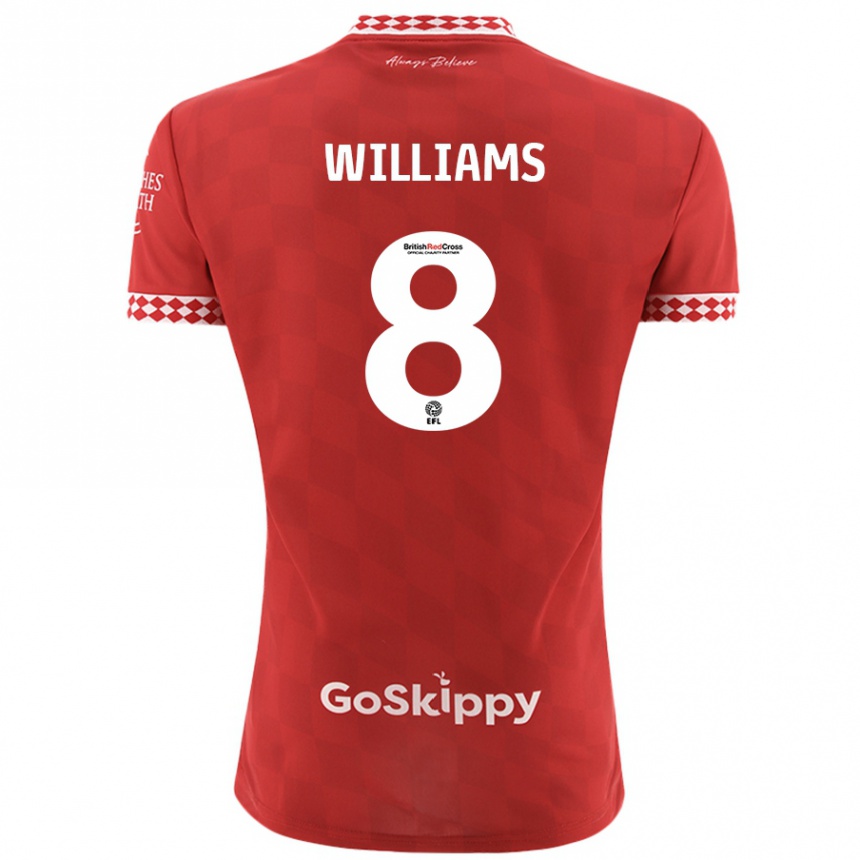 Kids Football Joe Williams #8 Red Home Jersey 2024/25 T-Shirt Uk