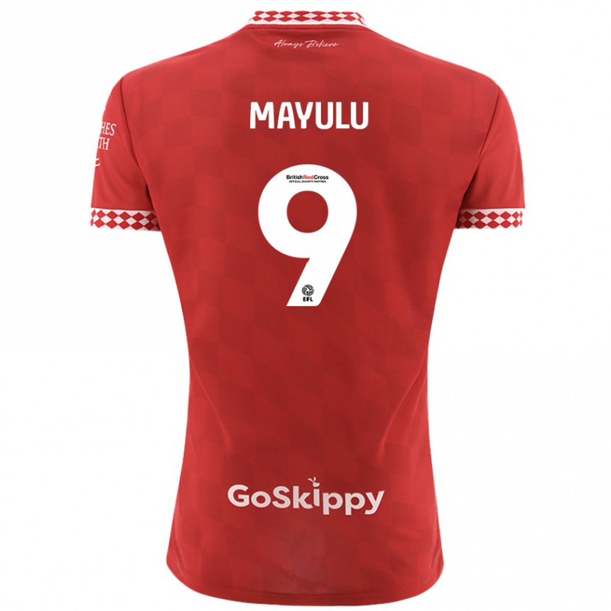 Kids Football Fally Mayulu #9 Red Home Jersey 2024/25 T-Shirt Uk