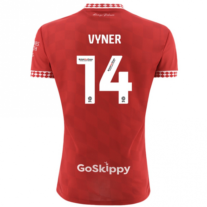 Kids Football Zak Vyner #14 Red Home Jersey 2024/25 T-Shirt Uk