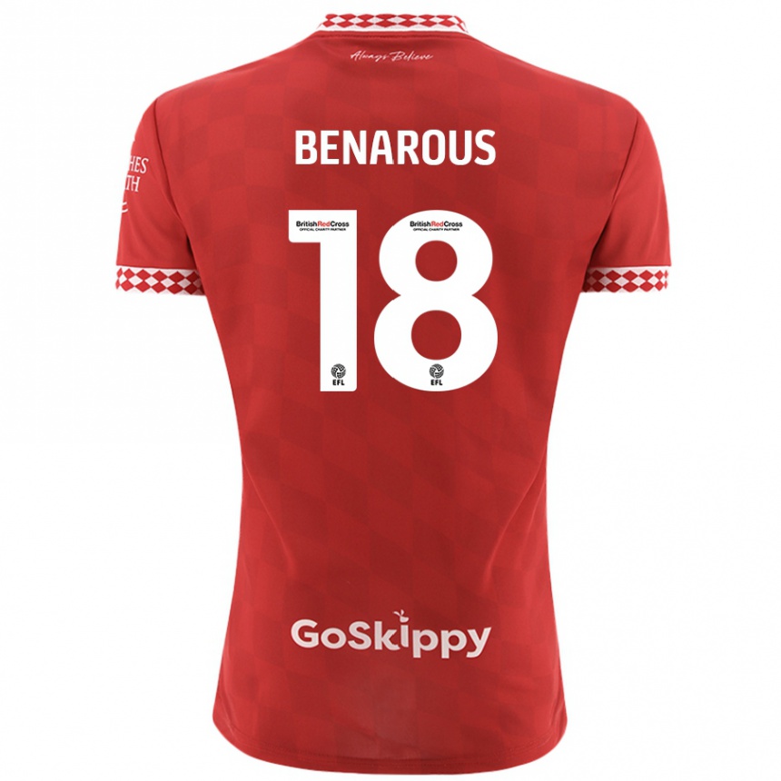 Kids Football Ayman Benarous #18 Red Home Jersey 2024/25 T-Shirt Uk