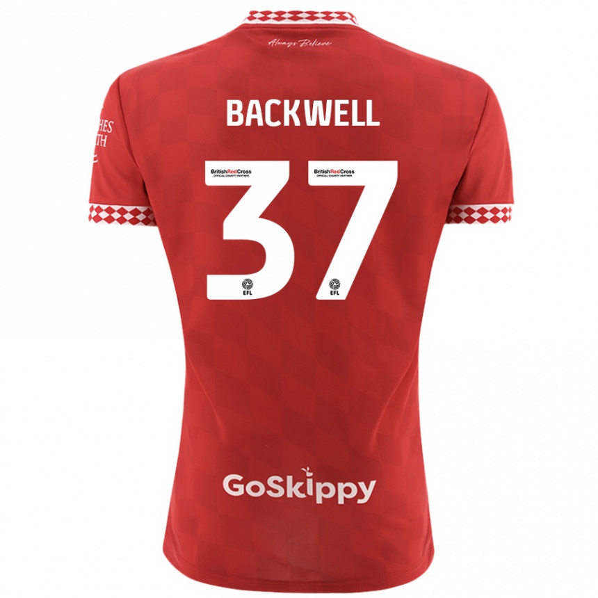 Kids Football Tommy Backwell #37 Red Home Jersey 2024/25 T-Shirt Uk