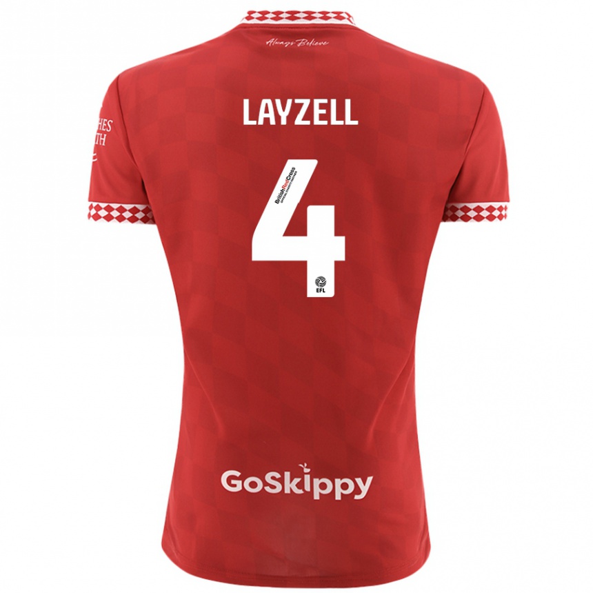 Kids Football Naomi Layzell #4 Red Home Jersey 2024/25 T-Shirt Uk