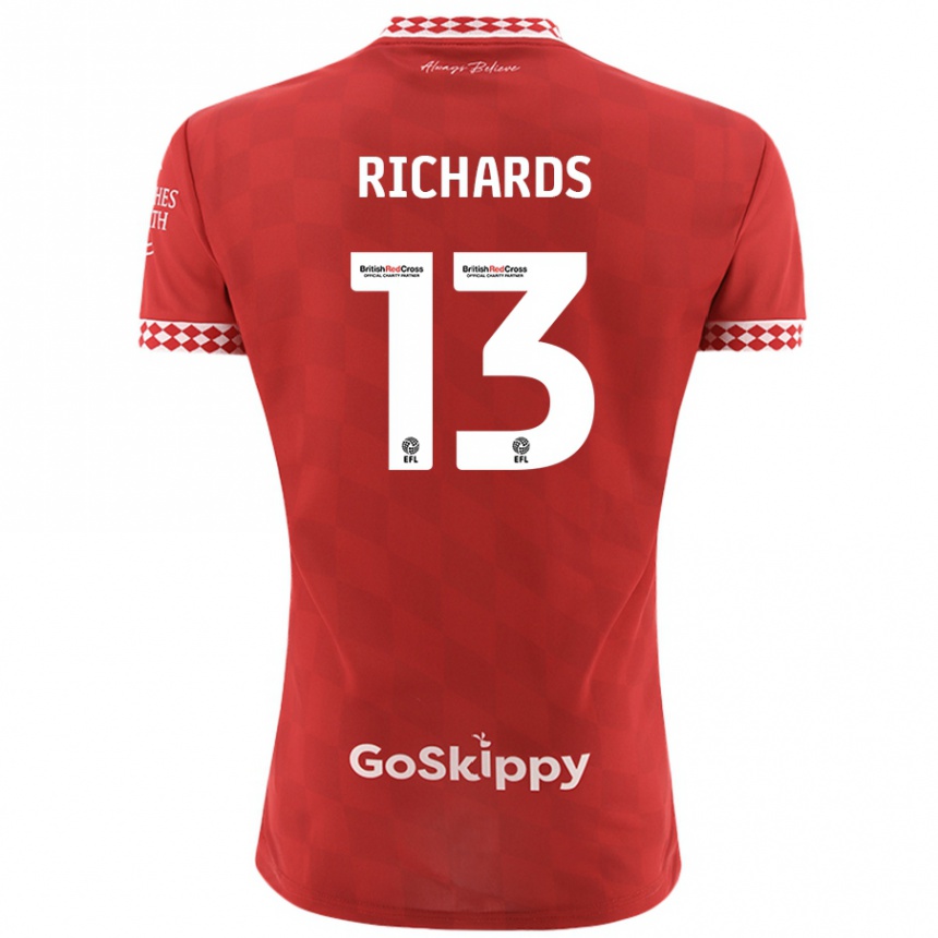 Kids Football Harvey Wiles-Richards #13 Red Home Jersey 2024/25 T-Shirt Uk