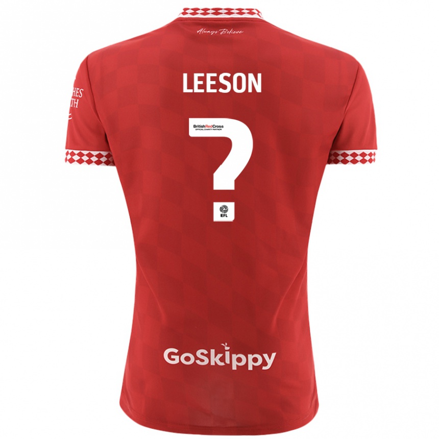 Kids Football Harry Leeson #0 Red Home Jersey 2024/25 T-Shirt Uk