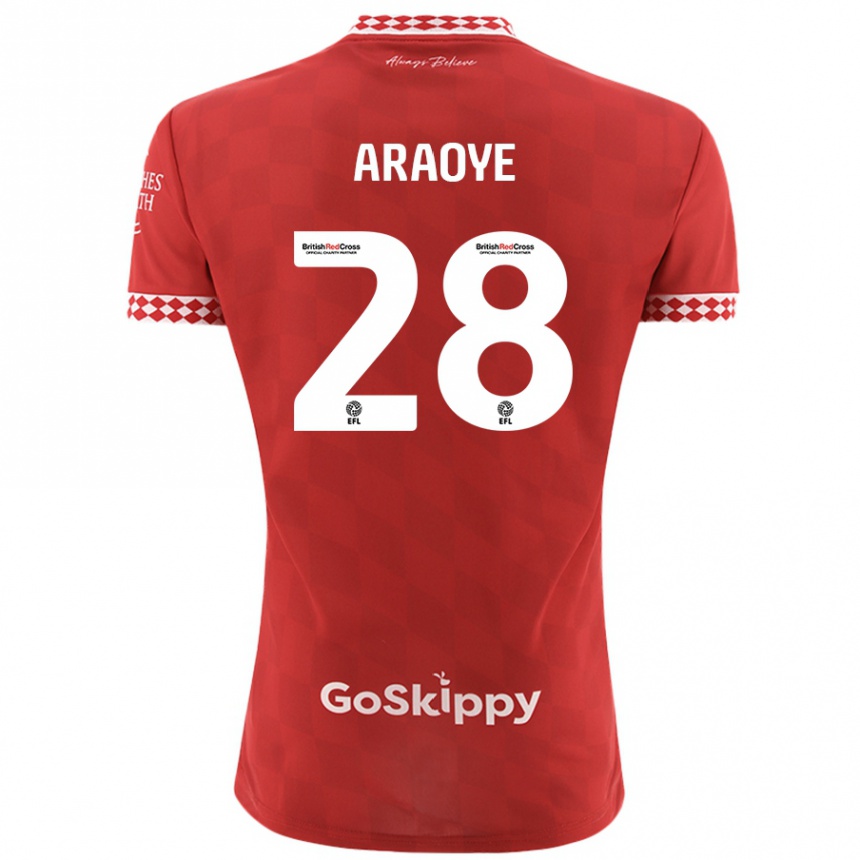 Kids Football Raphael Araoye #28 Red Home Jersey 2024/25 T-Shirt Uk