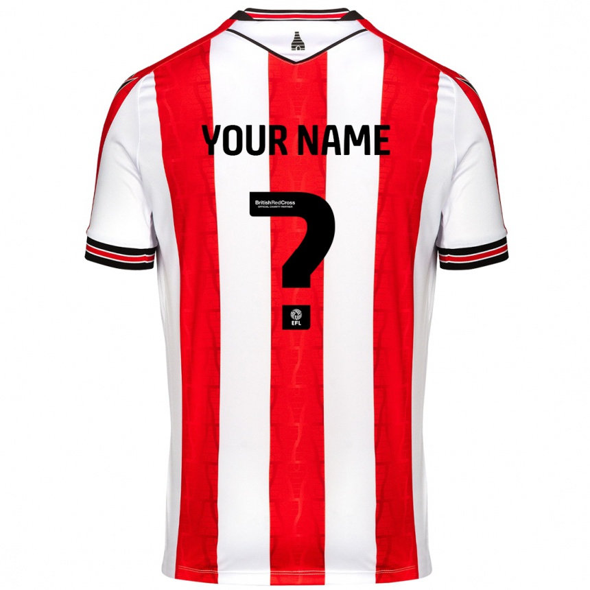 Kids Football Your Name #0 Red White Home Jersey 2024/25 T-Shirt Uk