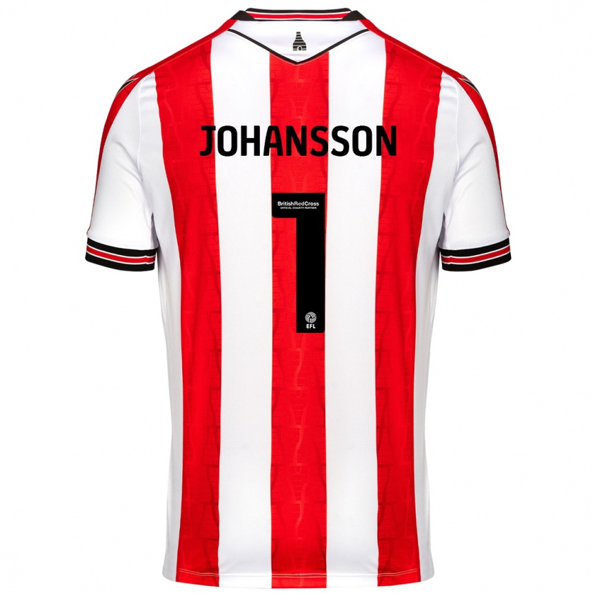 Kids Football Viktor Johansson #1 Red White Home Jersey 2024/25 T-Shirt Uk