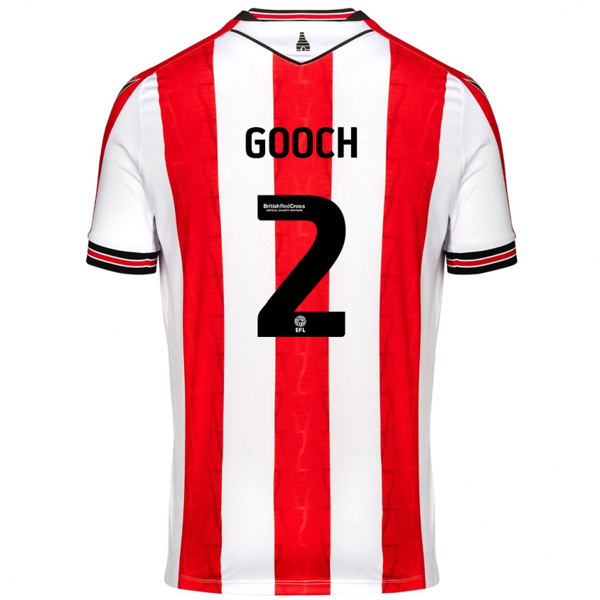 Kids Football Lynden Gooch #2 Red White Home Jersey 2024/25 T-Shirt Uk