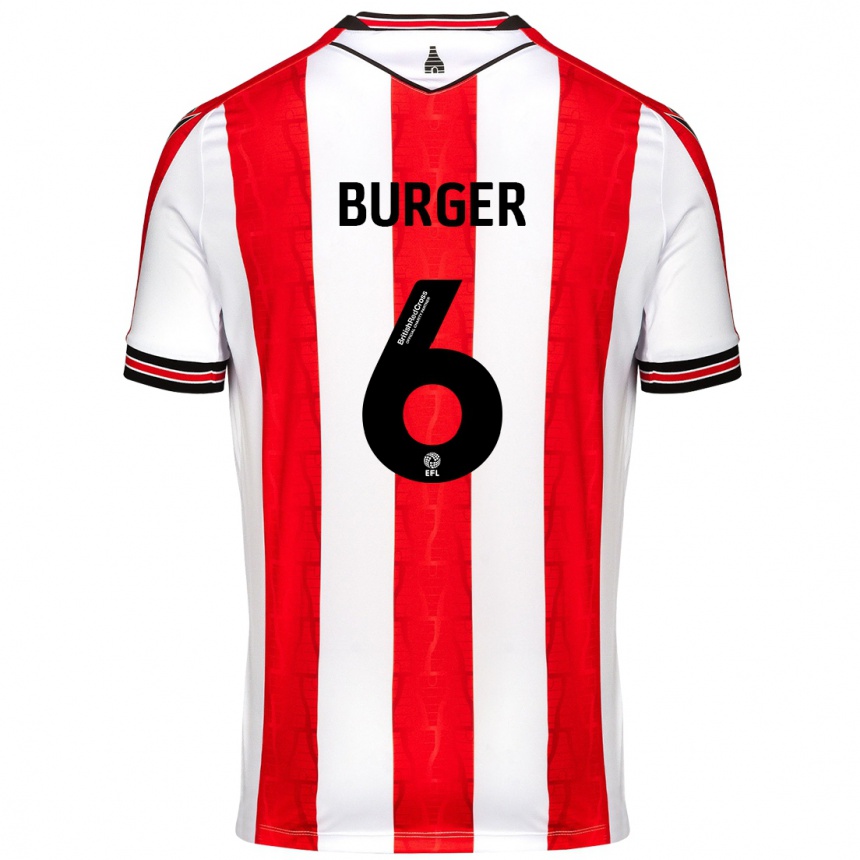 Kids Football Wouter Burger #6 Red White Home Jersey 2024/25 T-Shirt Uk