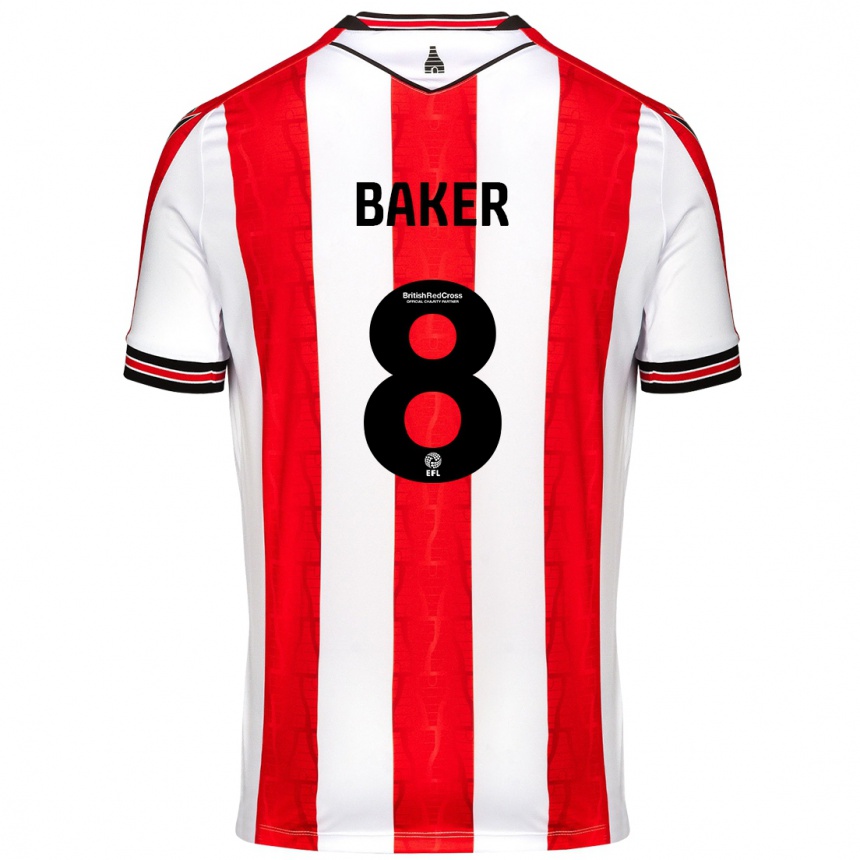 Kids Football Lewis Baker #8 Red White Home Jersey 2024/25 T-Shirt Uk