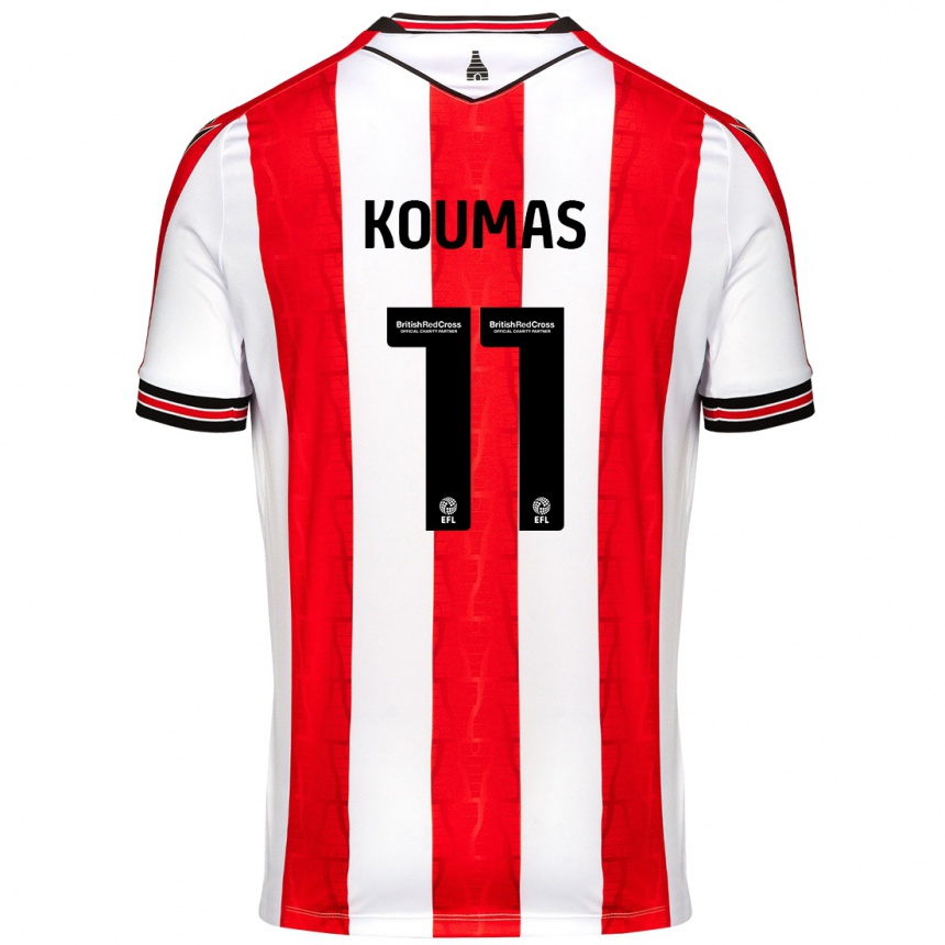 Kids Football Lewis Koumas #11 Red White Home Jersey 2024/25 T-Shirt Uk