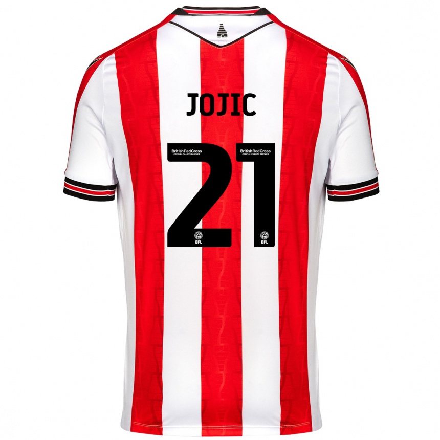 Kids Football Nikola Jojic #21 Red White Home Jersey 2024/25 T-Shirt Uk